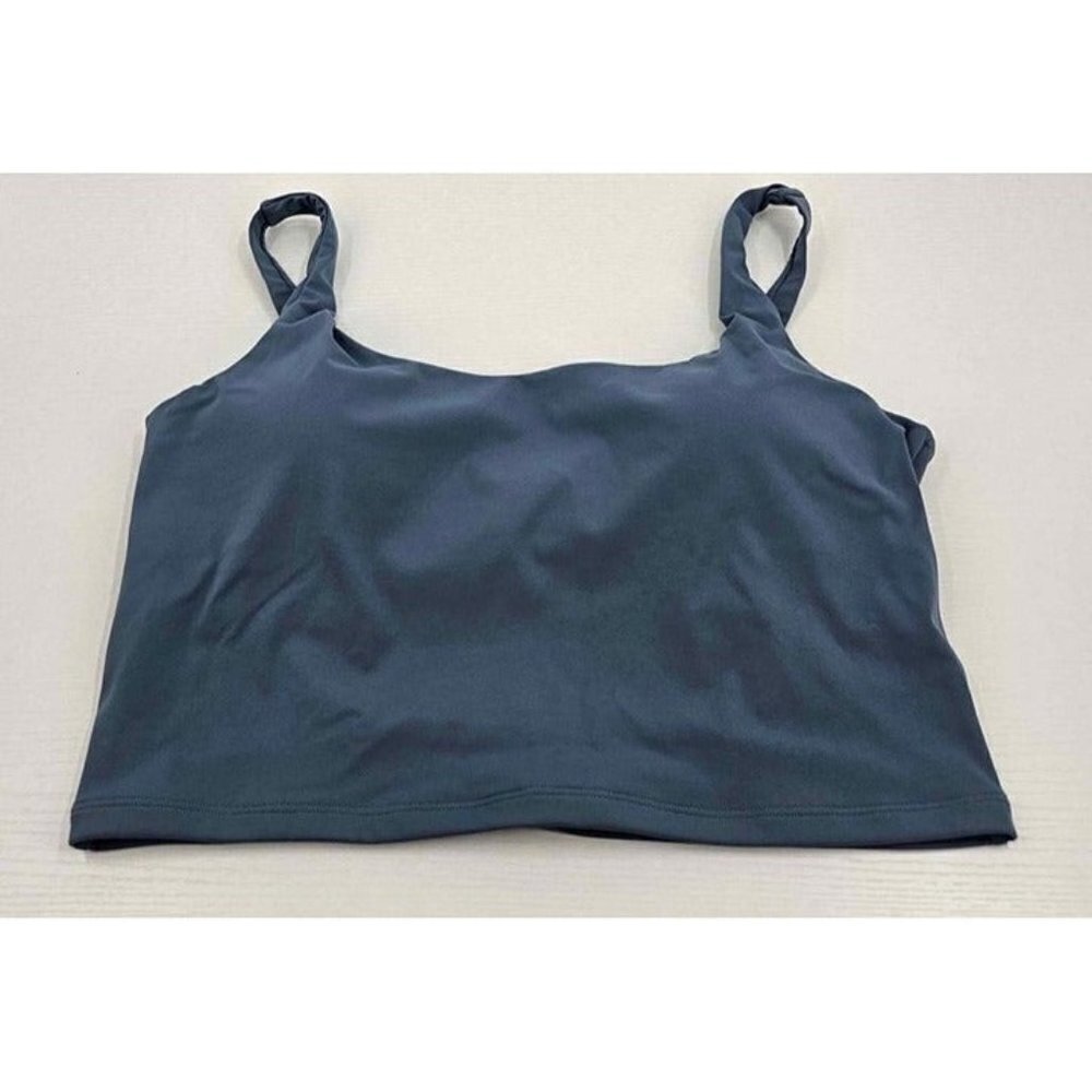 Twisted Back Over Triangle Cutout Gray Blue Sports Bra Sz Xxl